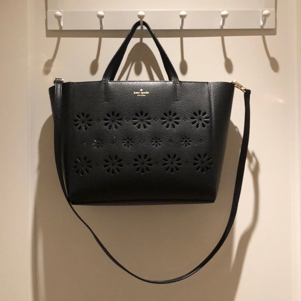 Kate Spade Black Tote with Flower Cutouts